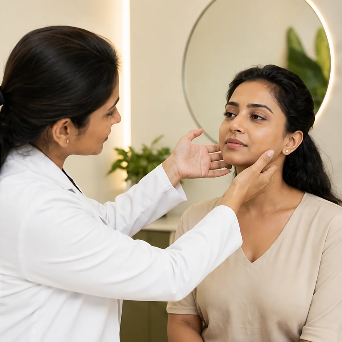 Doctor conducting a facial esthetics consultation